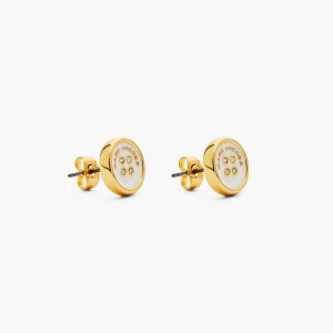 Marc Jacobs Button Stud Örhängen Dam Guld Grädde | ZEK-016925