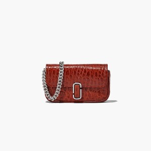 Marc Jacobs Croc-Embossed J Marc Mini Axelväska Dam Bruna | HUE-247638