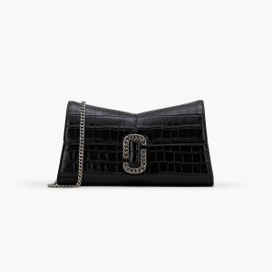 Marc Jacobs Croc-Embossed St. Marc Convertible Clutch Axelväska Dam Svarta | VIF-076415