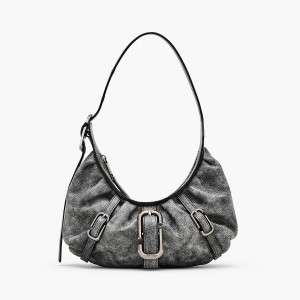 Marc Jacobs Distressed Leather Buckle Axelväska Dam Svarta | REM-206981