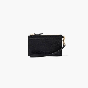 Marc Jacobs Leather Top Zip Wristlet Plånbok Dam Svarta | EQB-678302