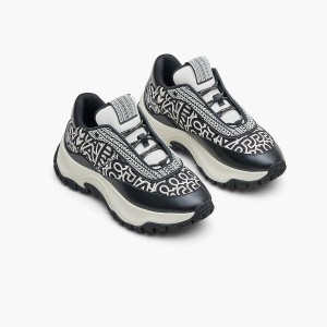 Marc Jacobs Monogram Lazy Runner Sneakers Dam Svarta Vita | PMU-263710