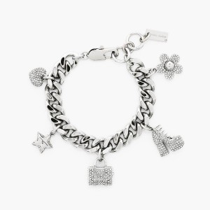 Marc Jacobs Pave Mini Icon Charm Armband Dam Silver | CMQ-695128