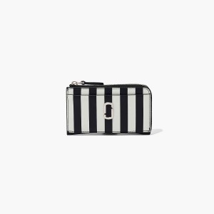 Marc Jacobs Striped J Marc Top Zip Multi Plånbok Dam Svarta Vita | MQG-496730