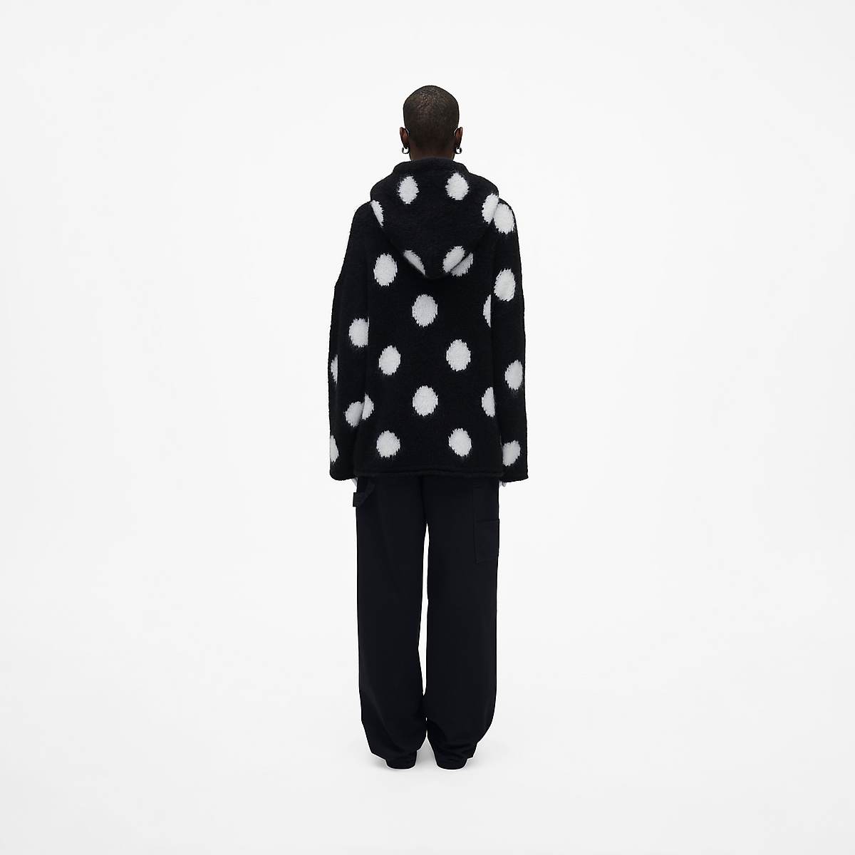 Marc Jacobs Brushed Spots Knit Hoodie Dam Svarta Vita | TWA-603284