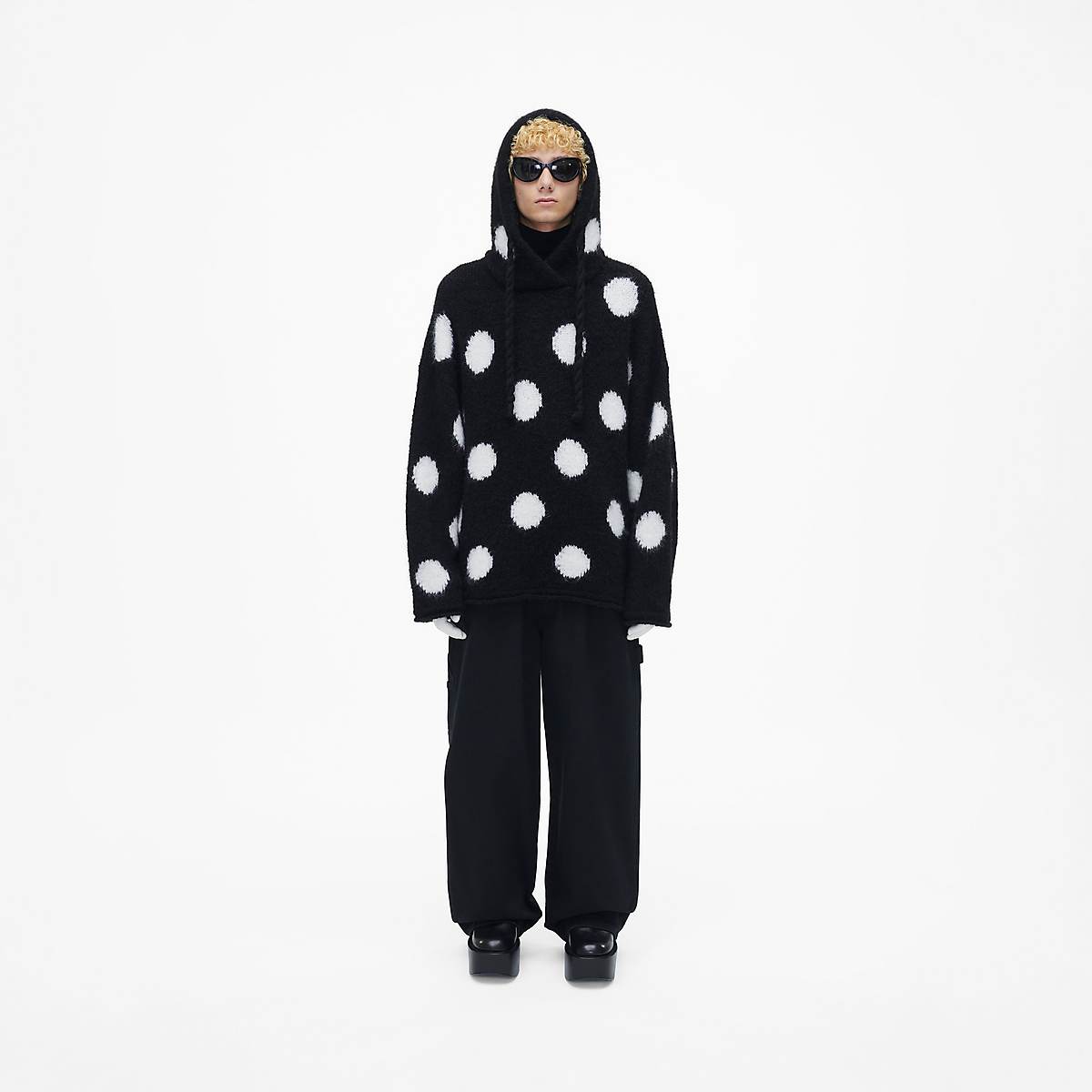 Marc Jacobs Brushed Spots Knit Hoodie Dam Svarta Vita | TWA-603284