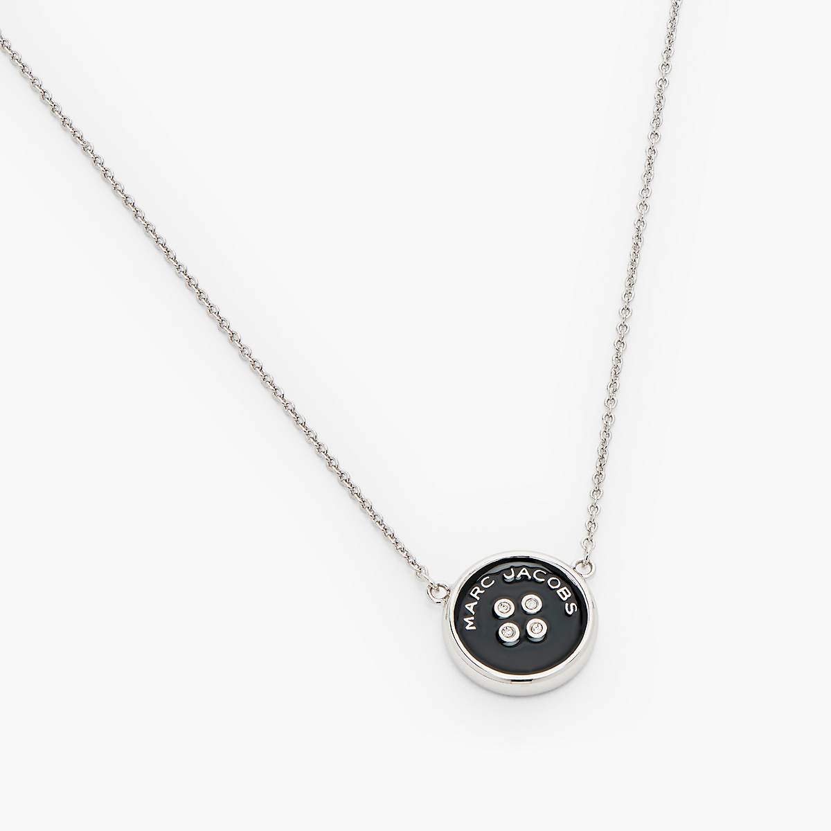 Marc Jacobs Button Pendant Halsband Dam Silver Svarta | CEK-437108