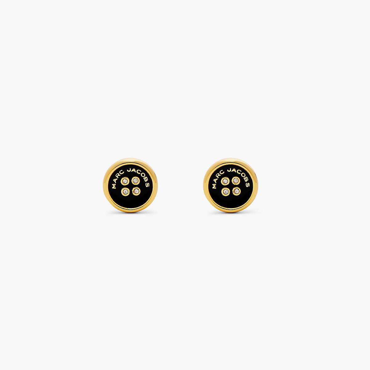 Marc Jacobs Button Stud Örhängen Dam Guld Svarta | ONL-052479