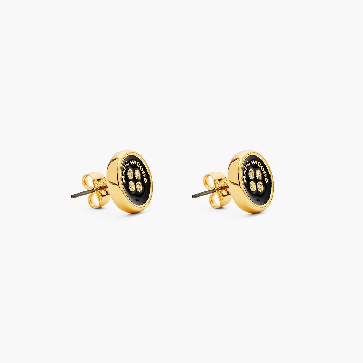 Marc Jacobs Button Stud Örhängen Dam Guld Svarta | ONL-052479