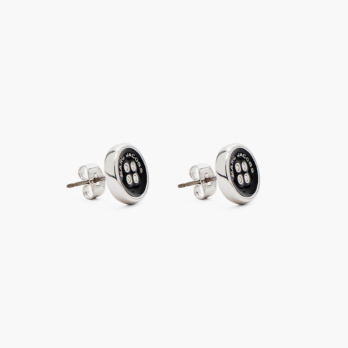 Marc Jacobs Button Stud Örhängen Dam Silver Svarta | JEV-098761