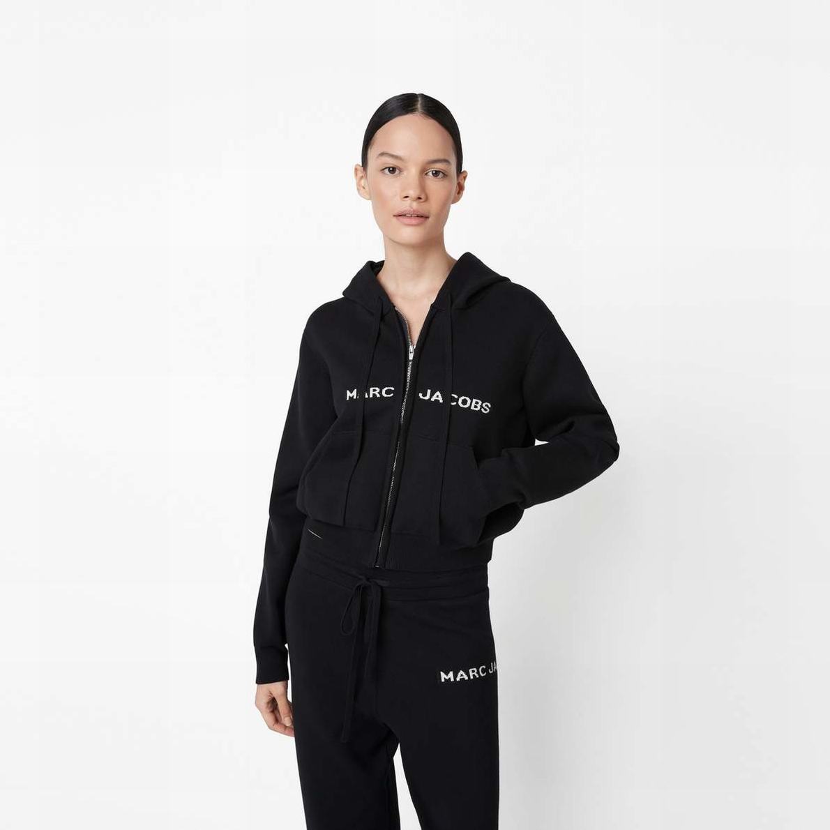 Marc Jacobs Cropped Zip Hoodie Dam Svarta | VOF-584702