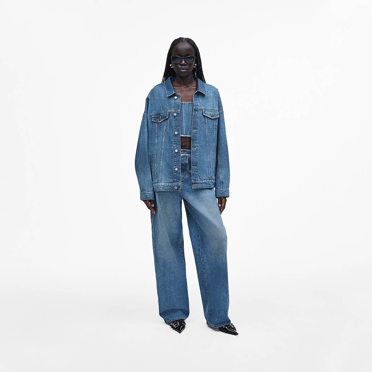 Marc Jacobs Crystal Denim Oversized Jeans Dam Ljusblå | TPQ-149730