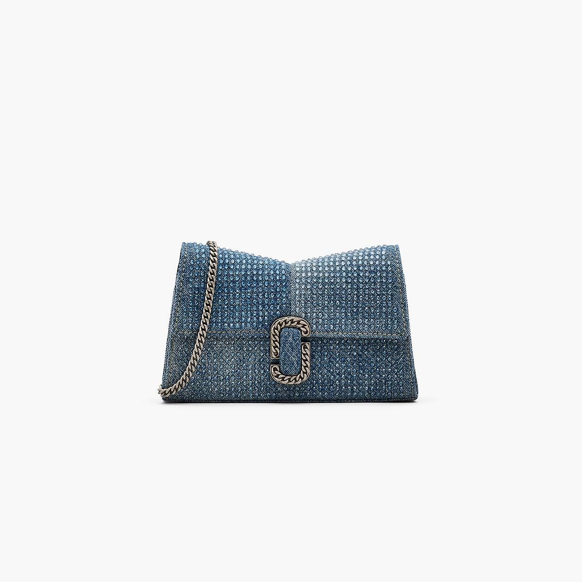 Marc Jacobs Crystal Denim St. Marc Chain Plånbok Dam Ljusblå | ZVK-625931