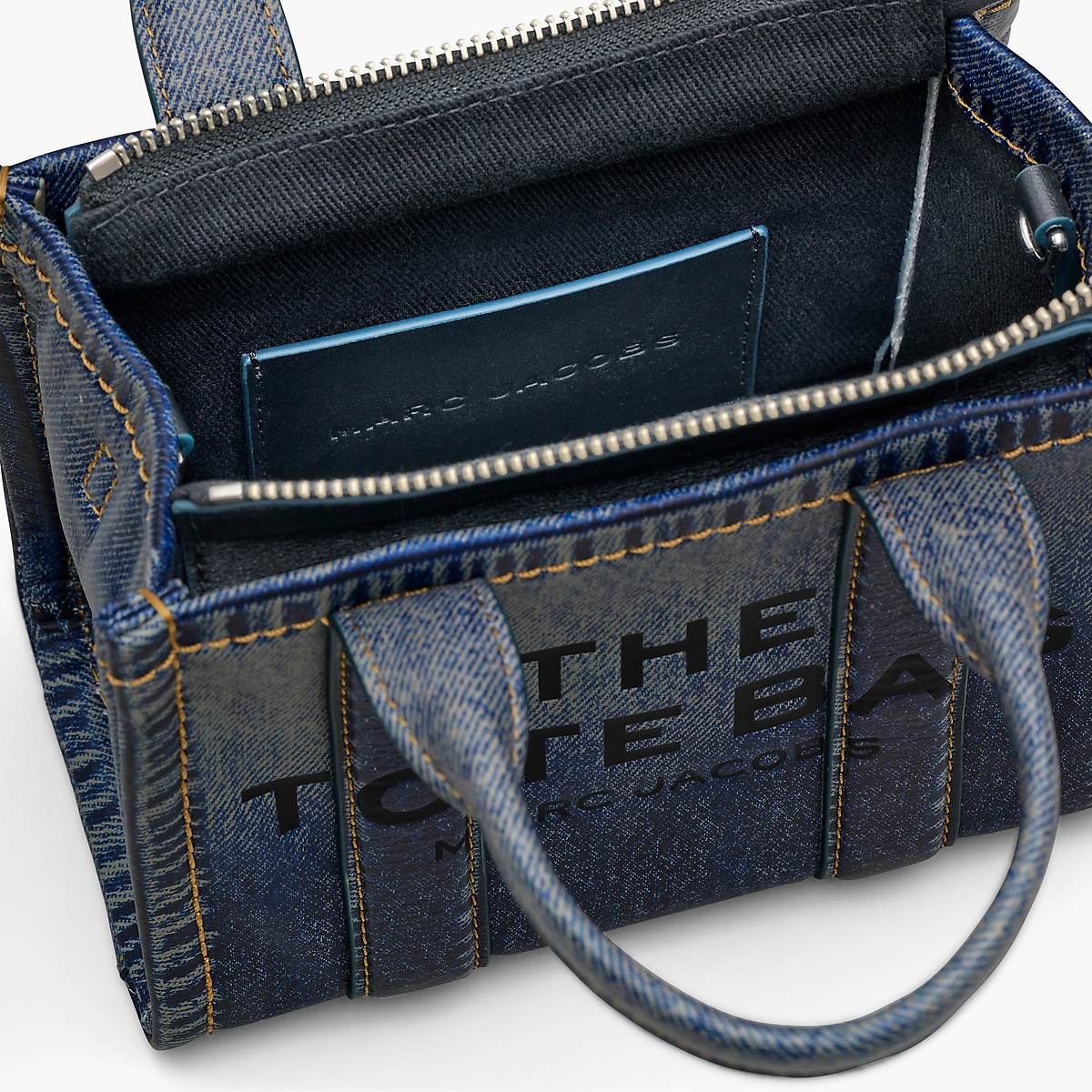 Marc Jacobs Denim-Printed Leather Crossbody Toteväska Dam Blå | EKS-954870