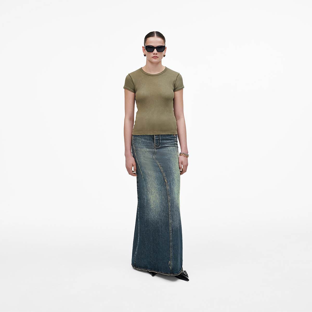 Marc Jacobs Grunge Shrunken Tee T-Shirt Dam Khaki | WYC-469051