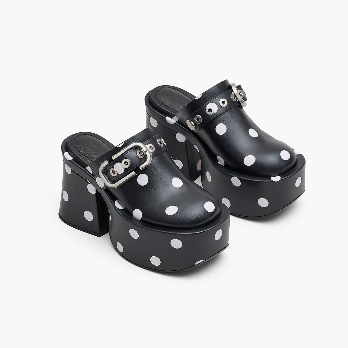 Marc Jacobs J Marc Spots Clog Höga Klackar Dam Svarta Vita | SBV-375802