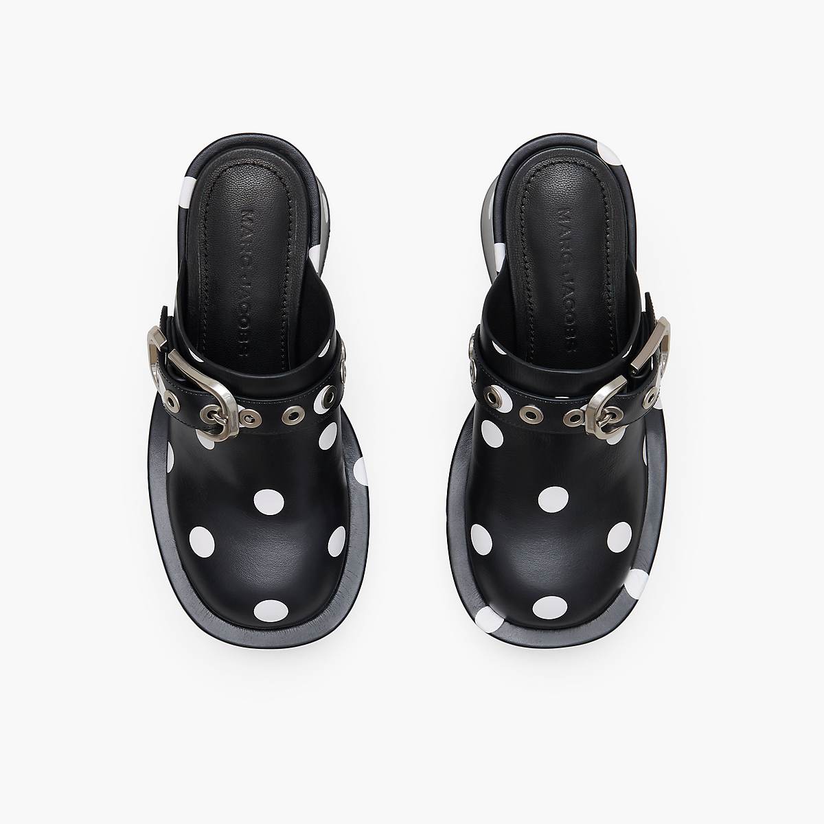 Marc Jacobs J Marc Spots Clog Höga Klackar Dam Svarta Vita | SBV-375802