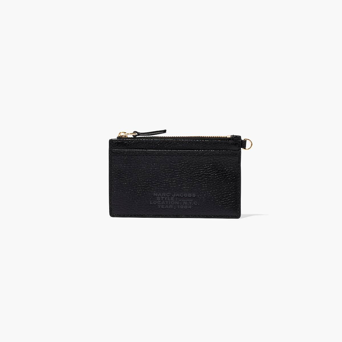 Marc Jacobs Leather Top Zip Wristlet Plånbok Dam Svarta | EQB-678302