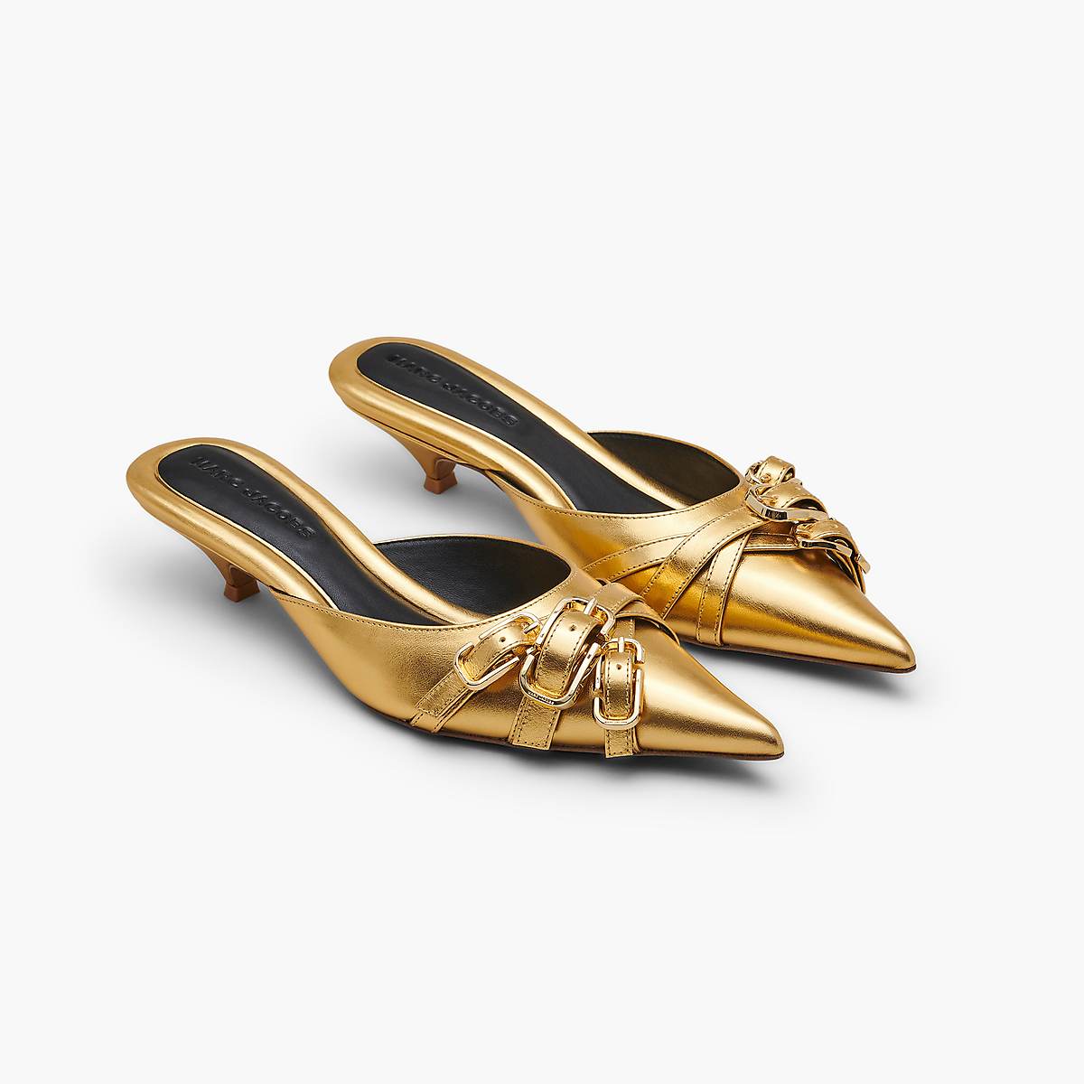 Marc Jacobs Metallic J Marc Buckle Kitten Höga Klackar Dam Guld | DVF-065178