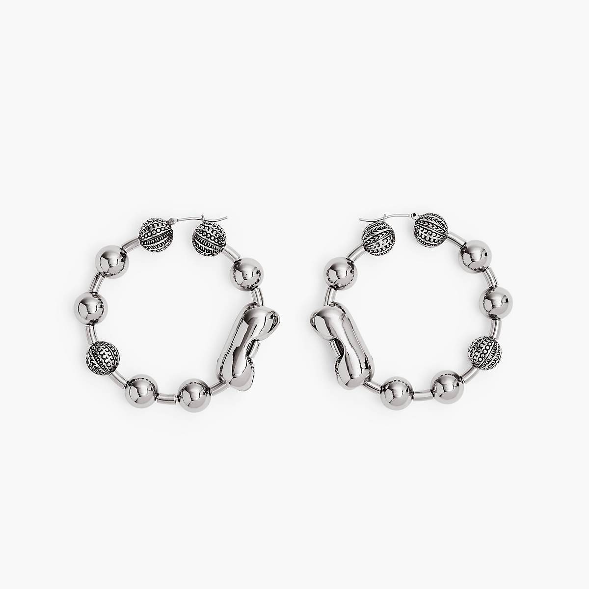 Marc Jacobs Monogram Ball Chain Hoop Örhängen Dam Ljussilver | EKF-031859