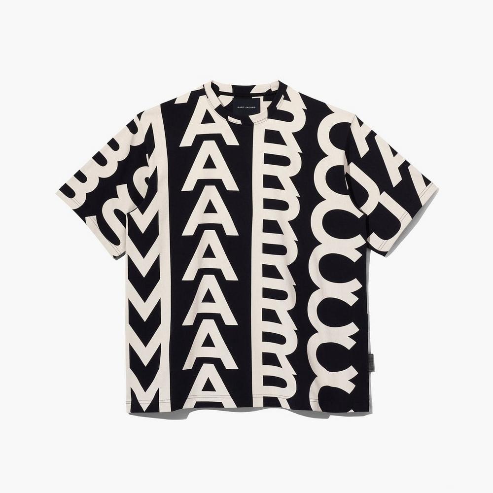 Marc Jacobs Monogram Big Tee T-Shirt Dam Svarta Vita | UVO-079841