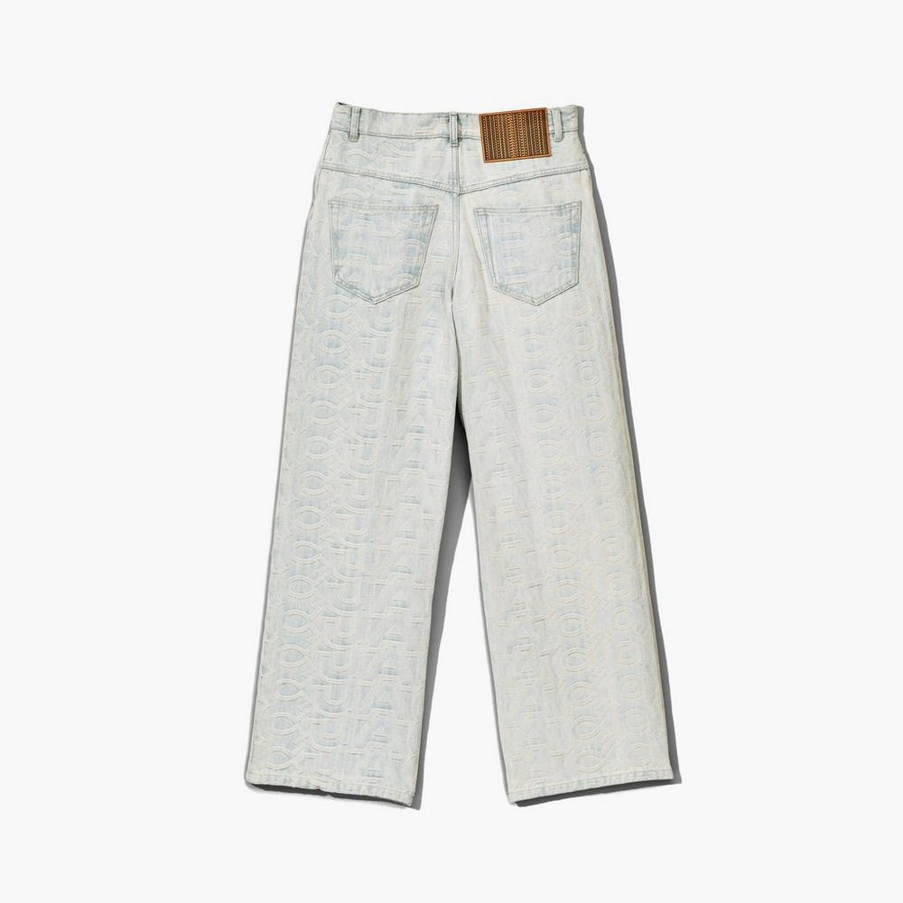 Marc Jacobs Monogram Denim Byxor Dam Blå | NJD-243675