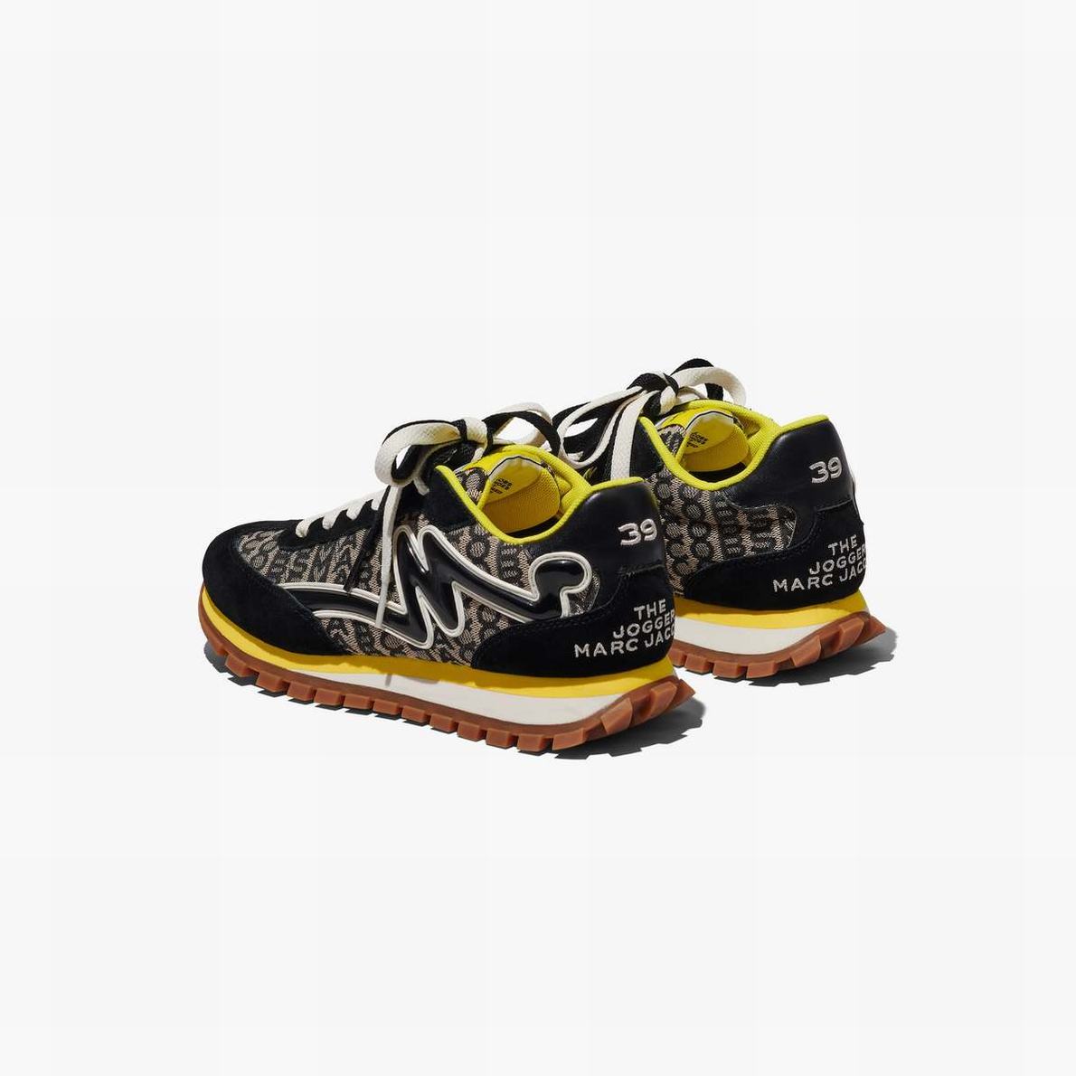 Marc Jacobs Monogram Jogger Sneakers Dam Black/Yellow | SEC-614239