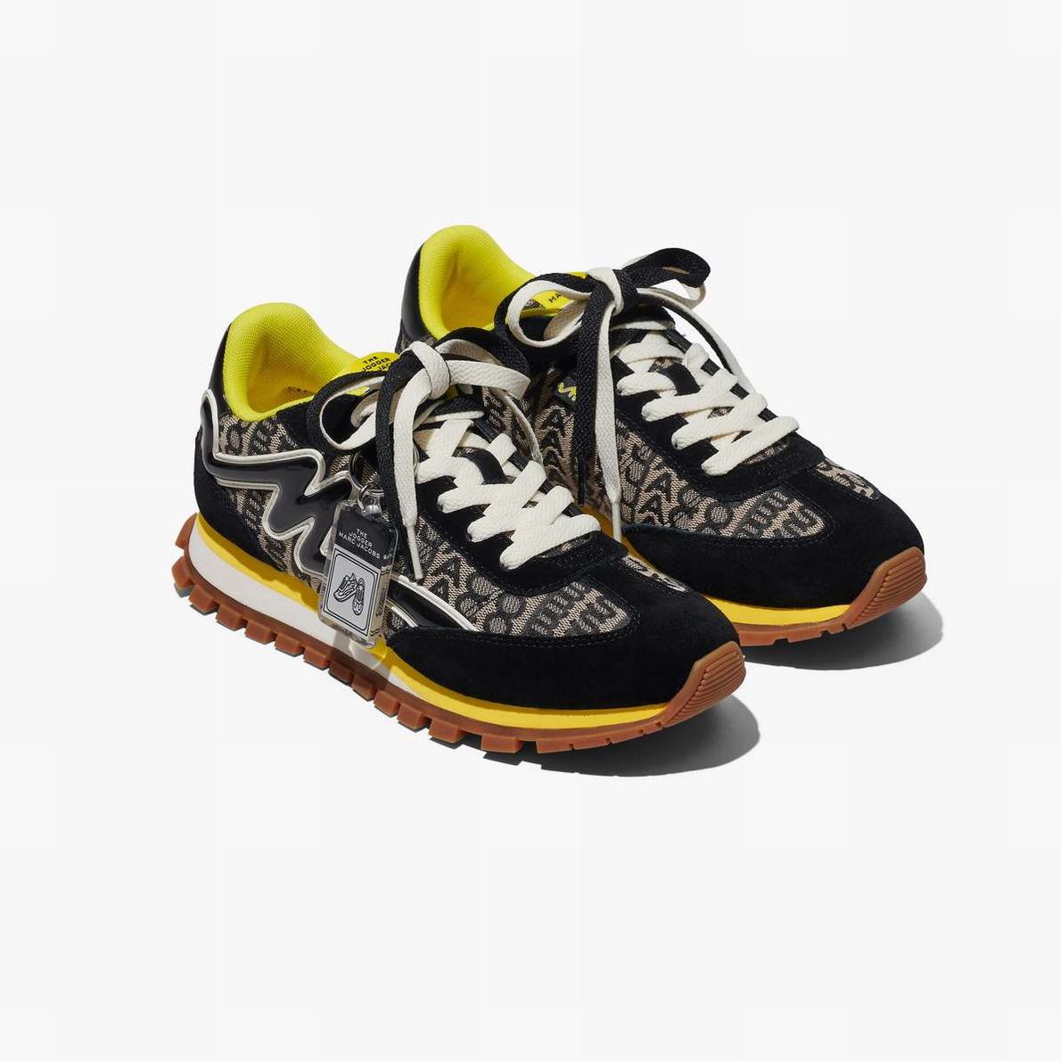 Marc Jacobs Monogram Jogger Sneakers Dam Black/Yellow | SEC-614239