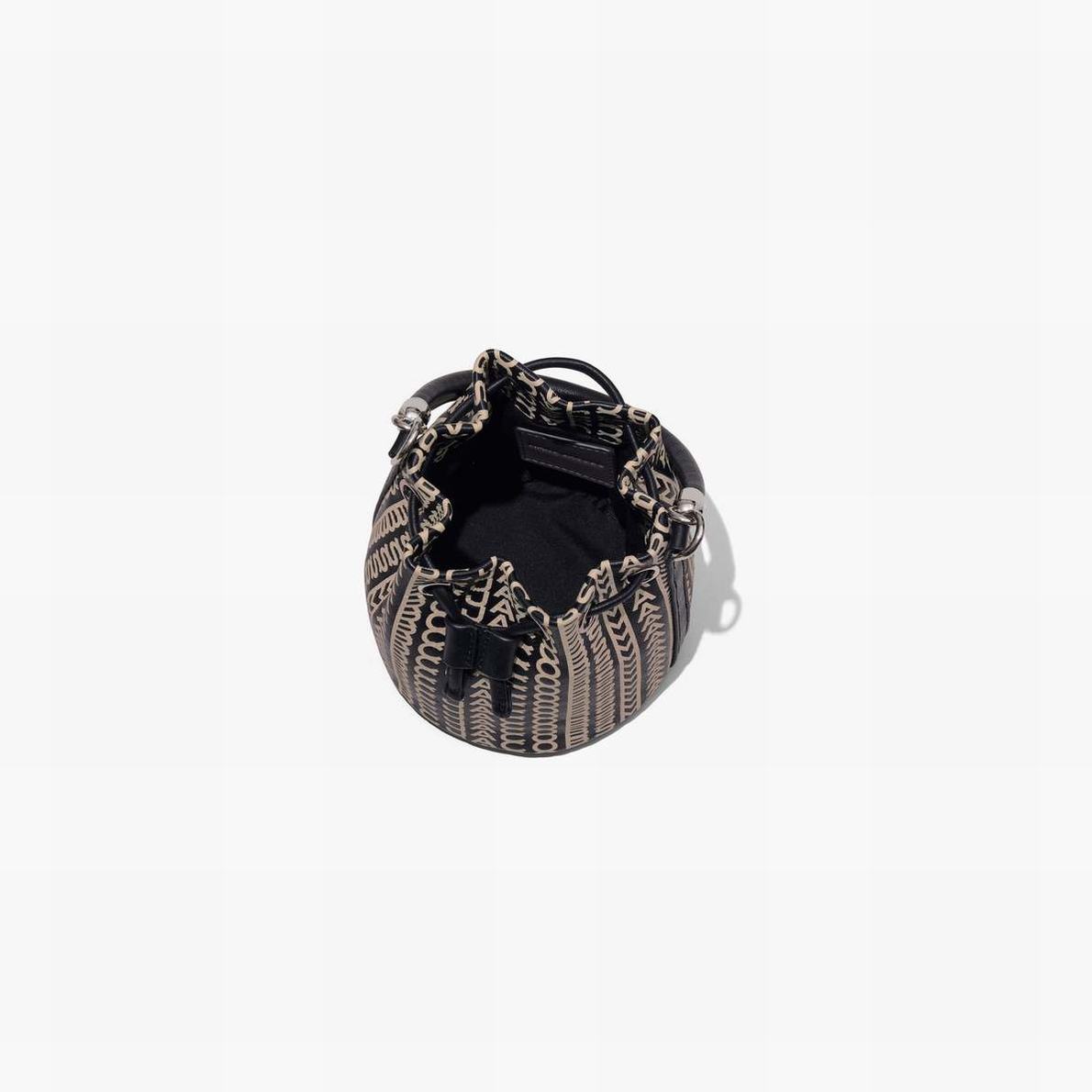 Marc Jacobs Monogram Leather Micro Bucket Väska Dam Svarta Vita | EZM-857230