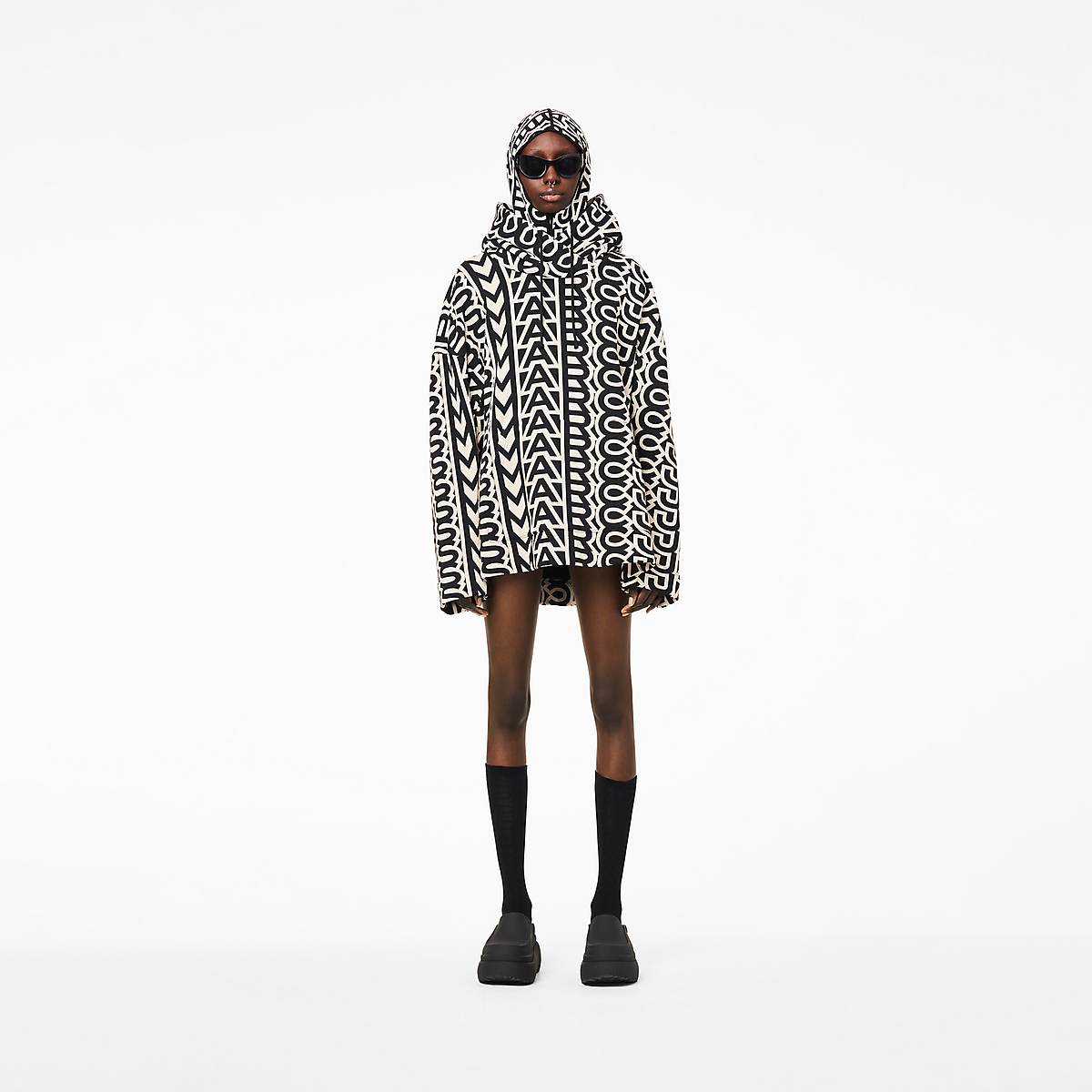 Marc Jacobs Monogram Oversized Hoodie Dam Svarta Vita | YIG-356471