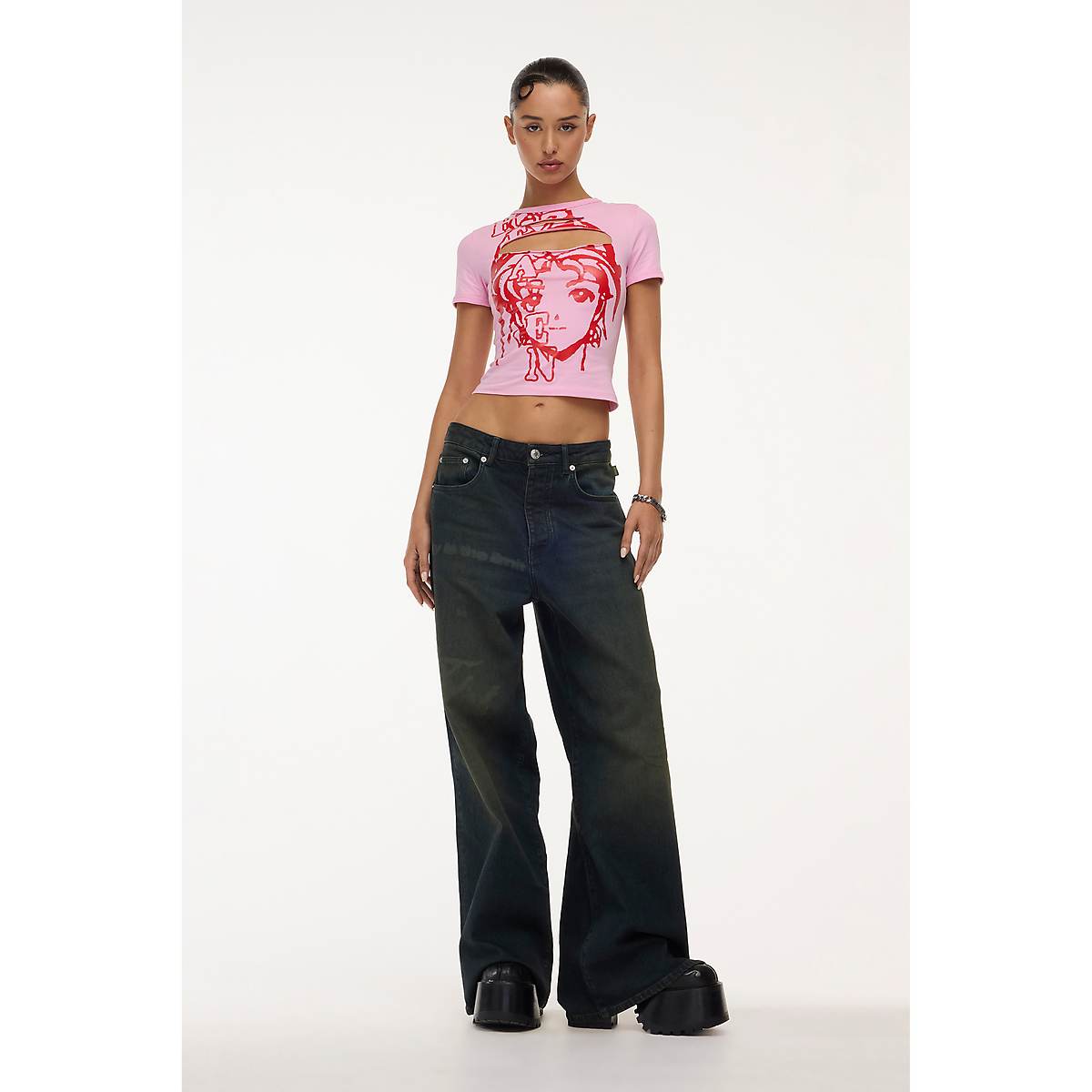 Marc Jacobs Princ355 Slashed Baby Tee T-Shirt Dam Rosa | GOA-635821