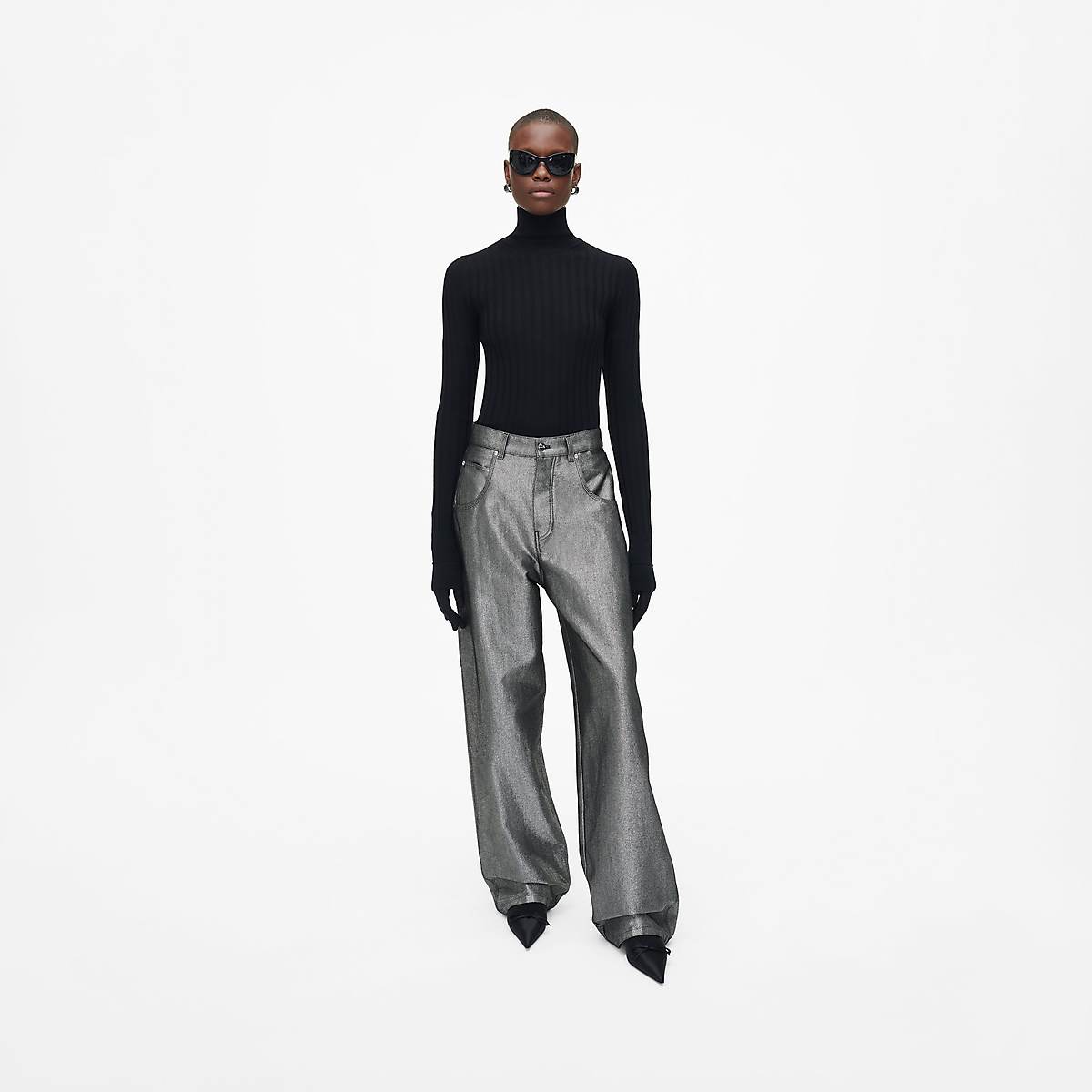 Marc Jacobs Reflective Oversized Jeans Dam Silver | CAE-083174