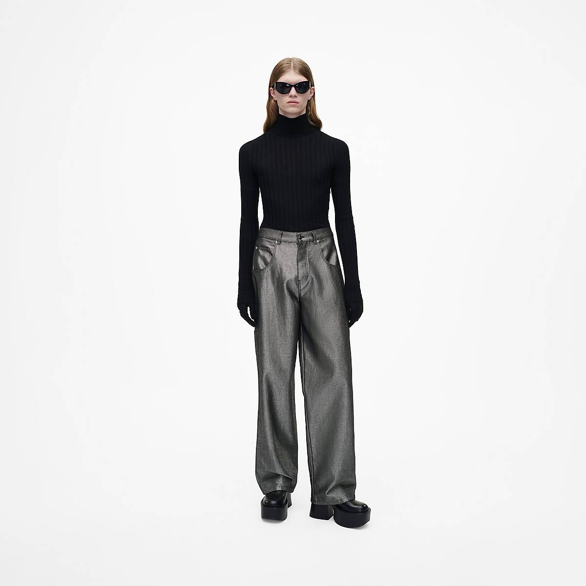 Marc Jacobs Reflective Oversized Jeans Dam Silver | CAE-083174