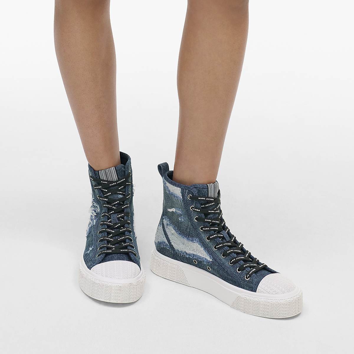 Marc Jacobs Rip And Repair Denim High Top Sneakers Dam Indigo | FXE-075349