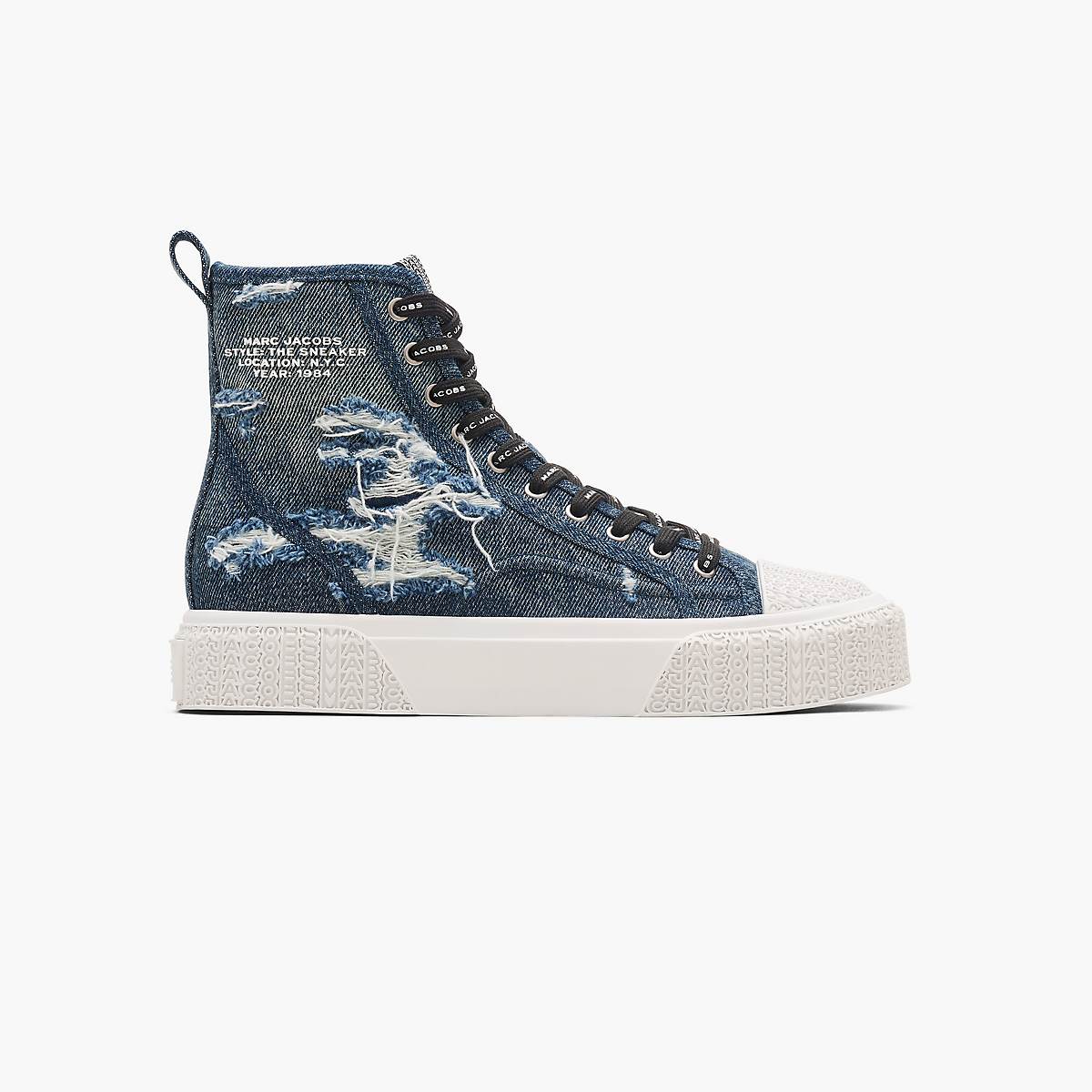 Marc Jacobs Rip And Repair Denim High Top Sneakers Dam Indigo | FXE-075349