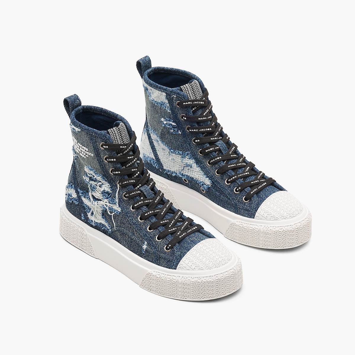 Marc Jacobs Rip And Repair Denim High Top Sneakers Dam Indigo | FXE-075349