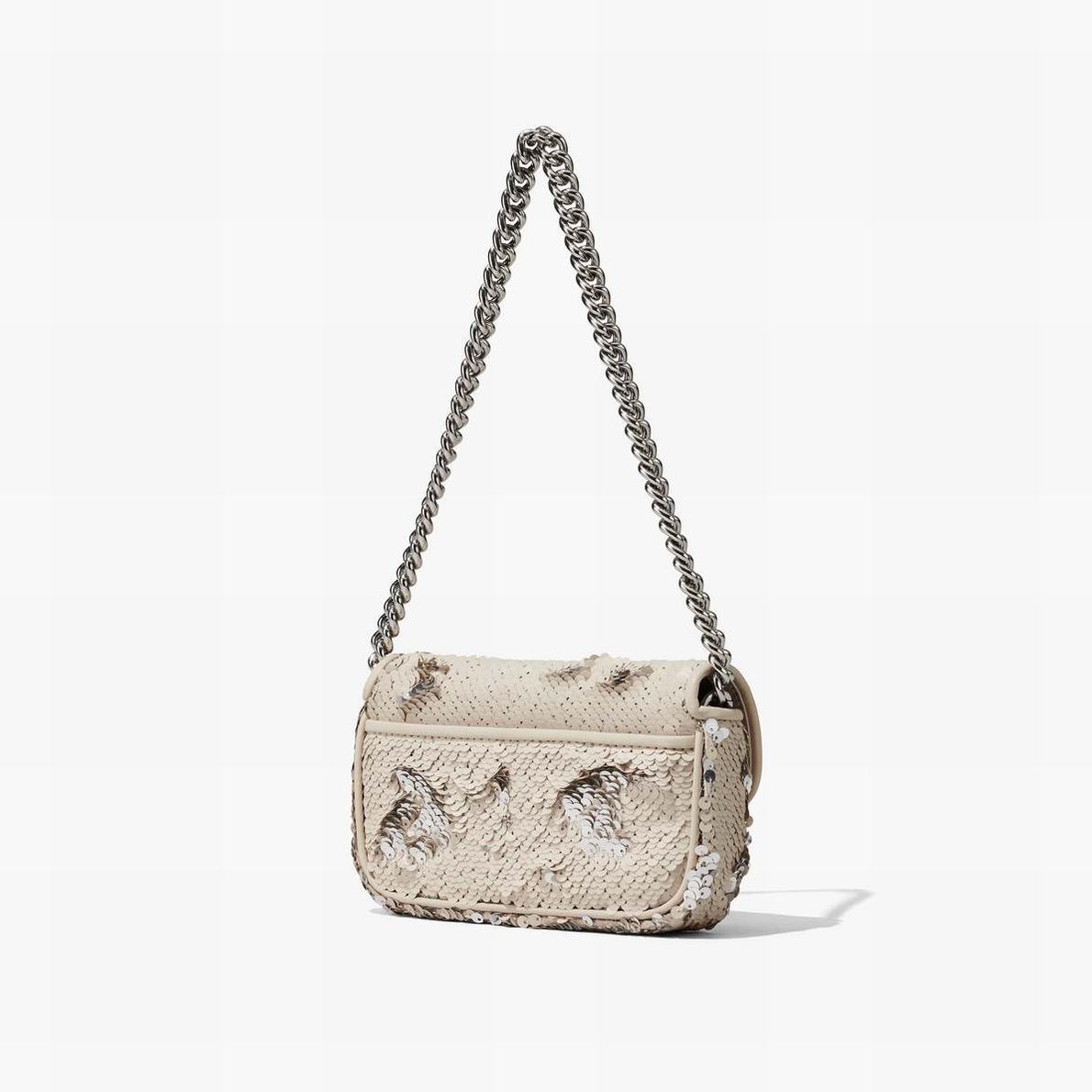 Marc Jacobs Sequin J Marc Mini Axelväska Dam Grädde Silver | SOF-869157