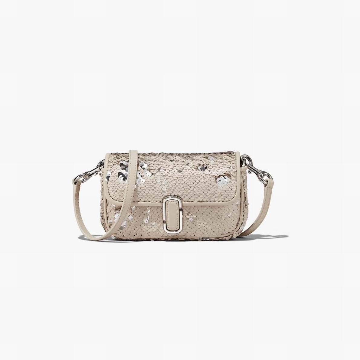 Marc Jacobs Sequin J Marc Mini Axelväska Dam Grädde Silver | SOF-869157