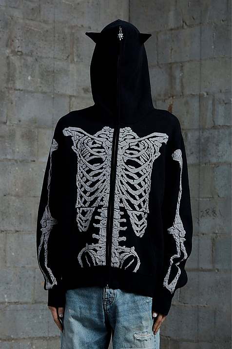 Marc Jacobs Skeleton Knit Hoodie Dam Svarta | WDI-492576