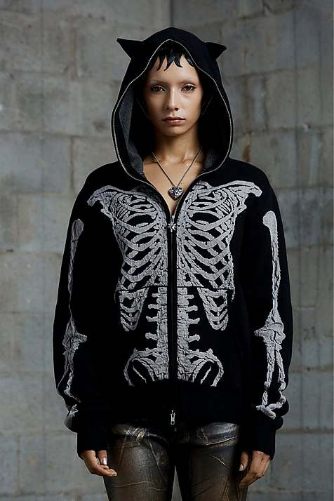 Marc Jacobs Skeleton Knit Hoodie Dam Svarta | WDI-492576