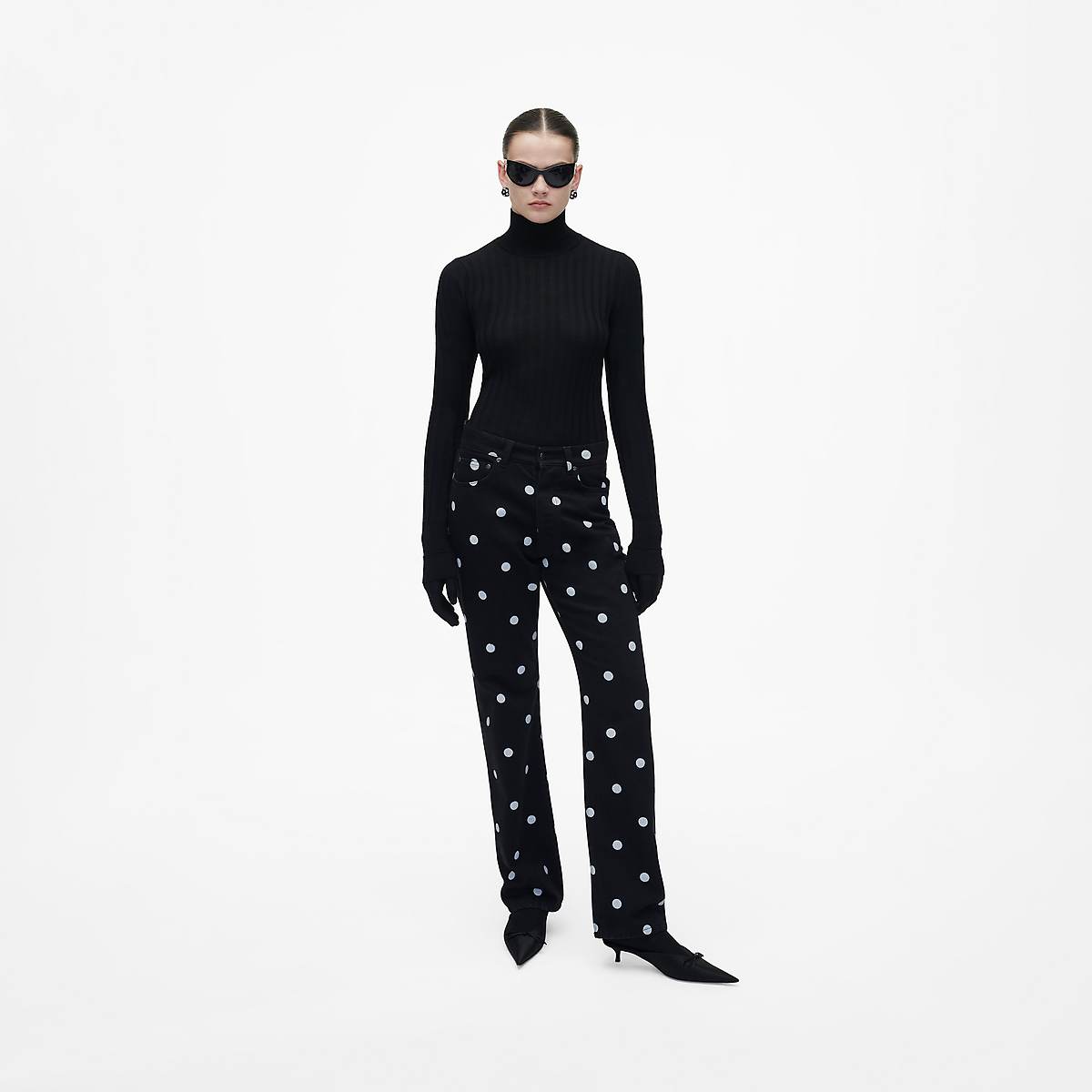 Marc Jacobs Spots Straight Jeans Dam Svarta Vita | UTE-312079