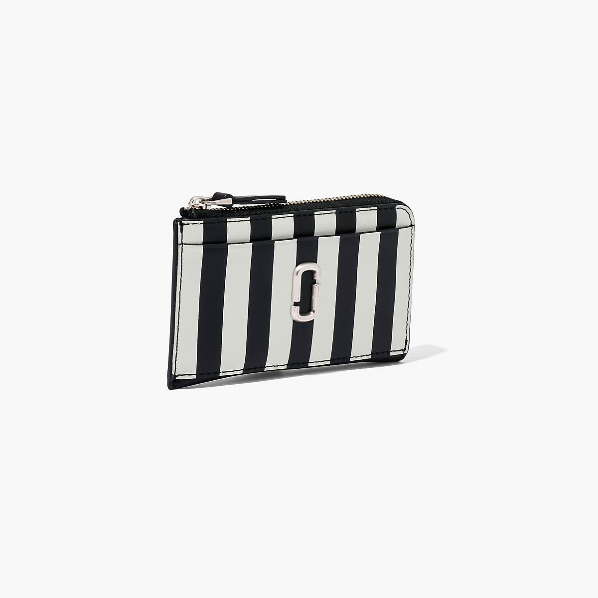 Marc Jacobs Striped J Marc Top Zip Multi Plånbok Dam Svarta Vita | MQG-496730