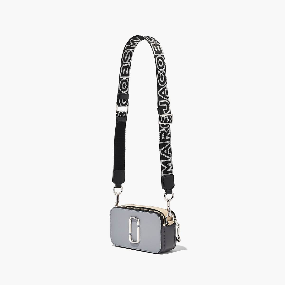 Marc Jacobs Thin Outline Logo Webbing Väskrem Dam Svarta Silver | LJR-716985