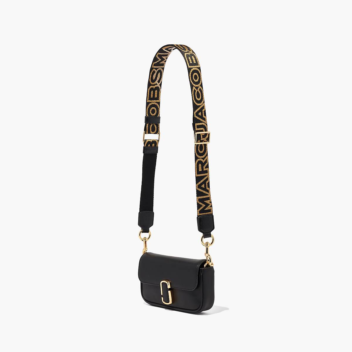 Marc Jacobs Thin Outline Logo Webbing Väskrem Dam Svarta Guld | SAQ-673581