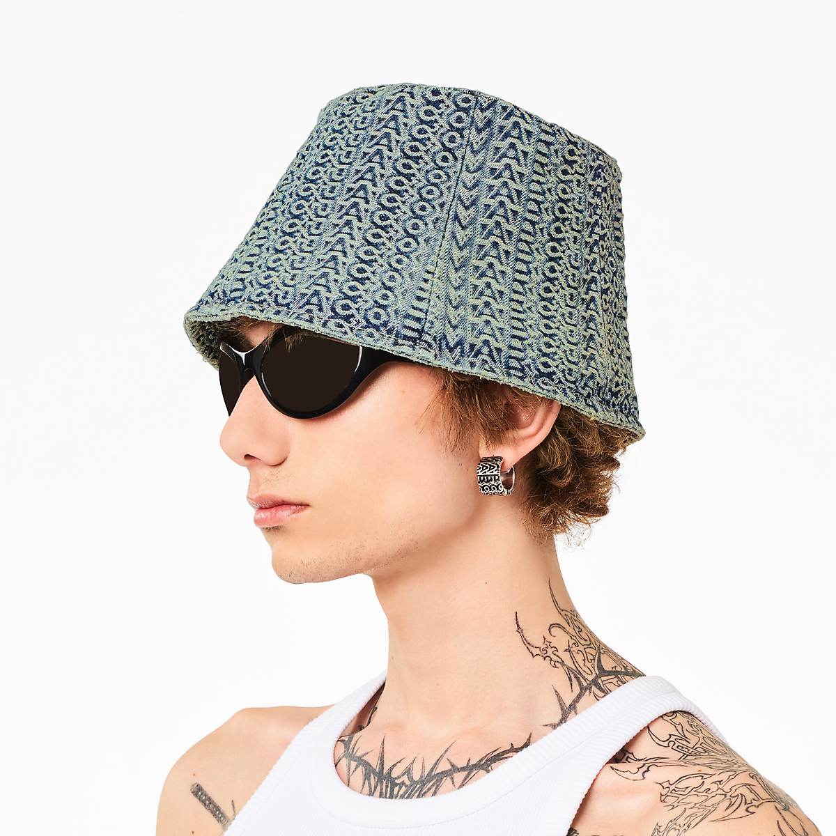 Marc Jacobs Washed Monogram Denim Bucket Hatt Dam Blå | BMU-716284