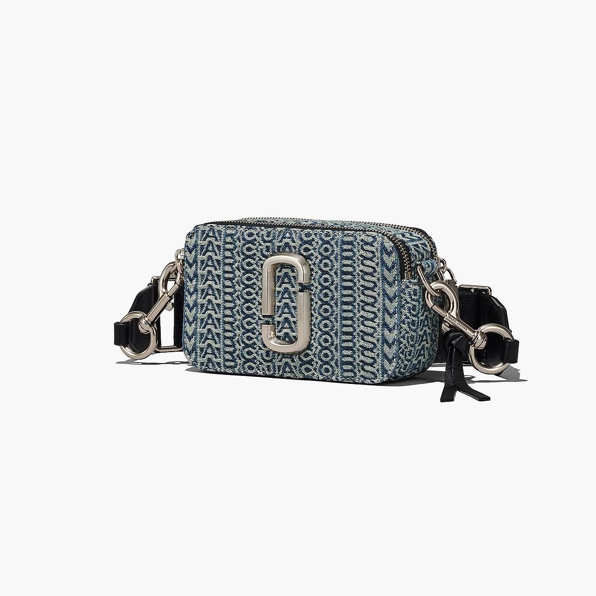 Marc Jacobs Washed Monogram Denim Snapshot Väska Dam Blå | BXN-083761