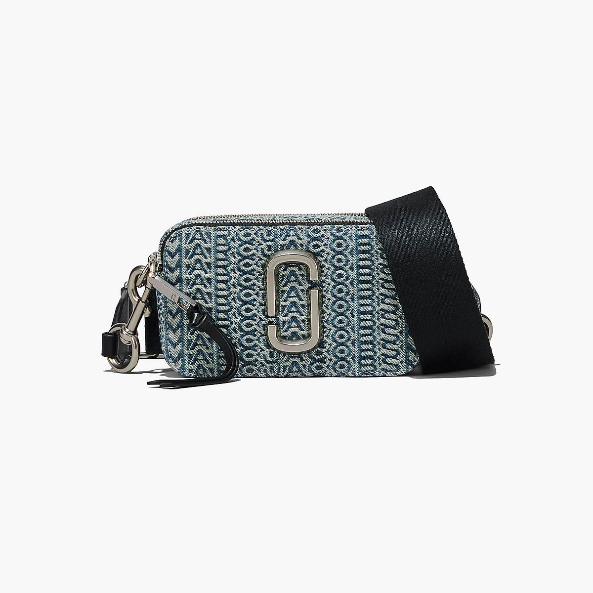 Marc Jacobs Washed Monogram Denim Snapshot Väska Dam Blå | BXN-083761