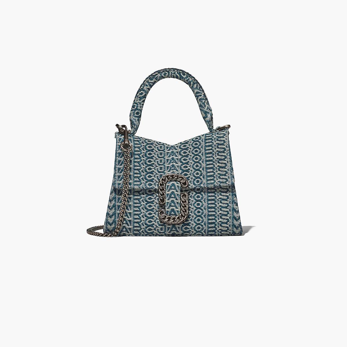 Marc Jacobs Washed Monogram Denim St. Marc Mini Top Handle Handväska Dam Blå | IVZ-524097